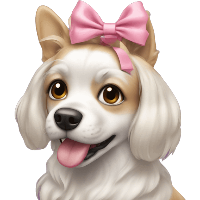 Coquette dog with a bow emoji