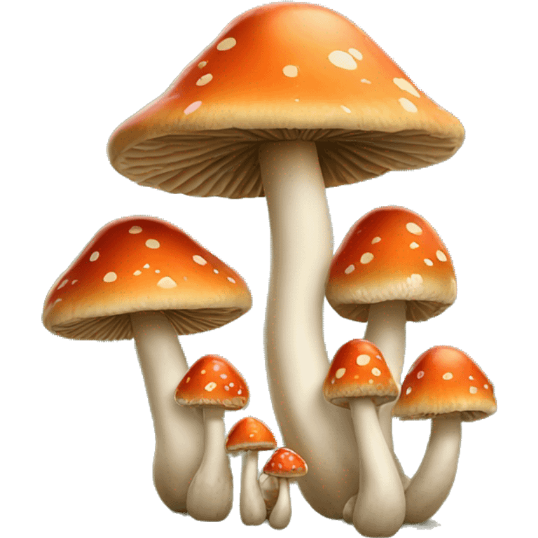 a family of majestic mushrooms walking in the nature emoji