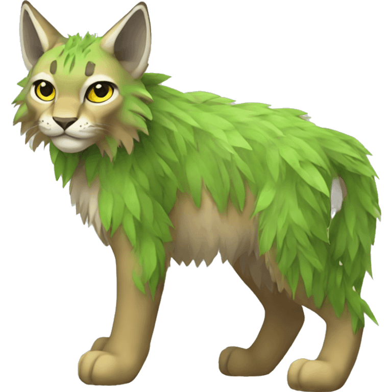 Grass-type Fakémon-Lynx full body emoji