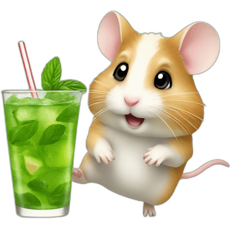 hamster running drinking mojito emoji