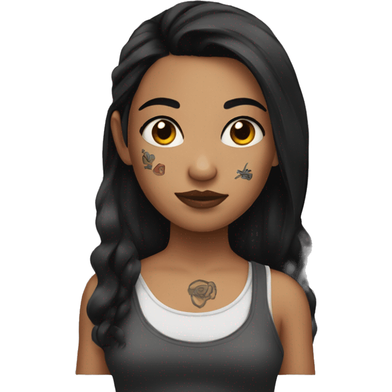 Girl with dark hair and tattoos  emoji