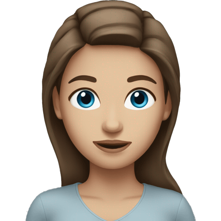 Brown hair blue eyes woman emoji