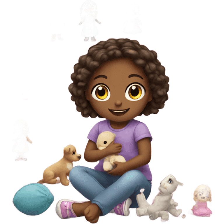 Little girl playing with dolls emoji