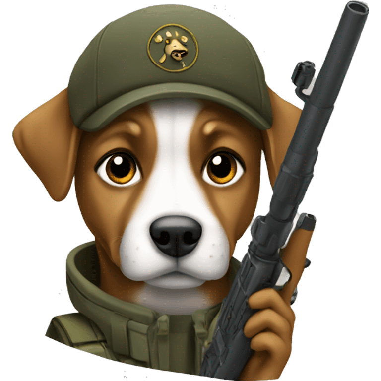 Dog holding Sniper emoji