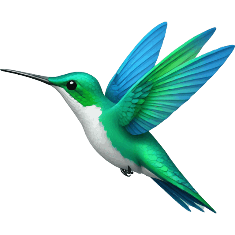 hummingbird sharp lines blue, green, white emoji