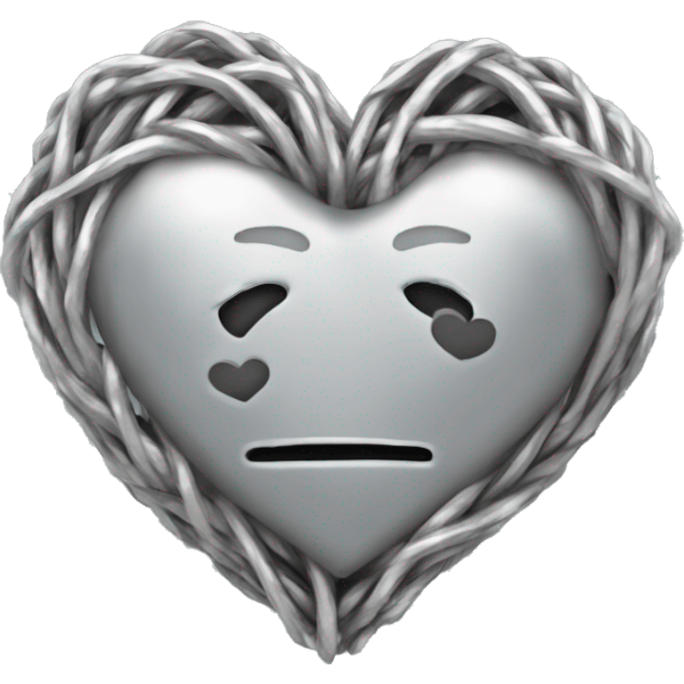 forma de corazon hecha por un alambre de púas plateado emoji