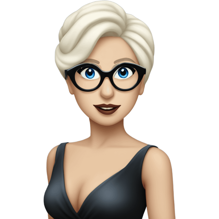 Elegant lady-gaga-dancing-blue eyes- wearing glasses: emoji