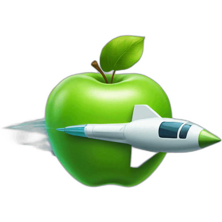 green apple on a rocket ship emoji