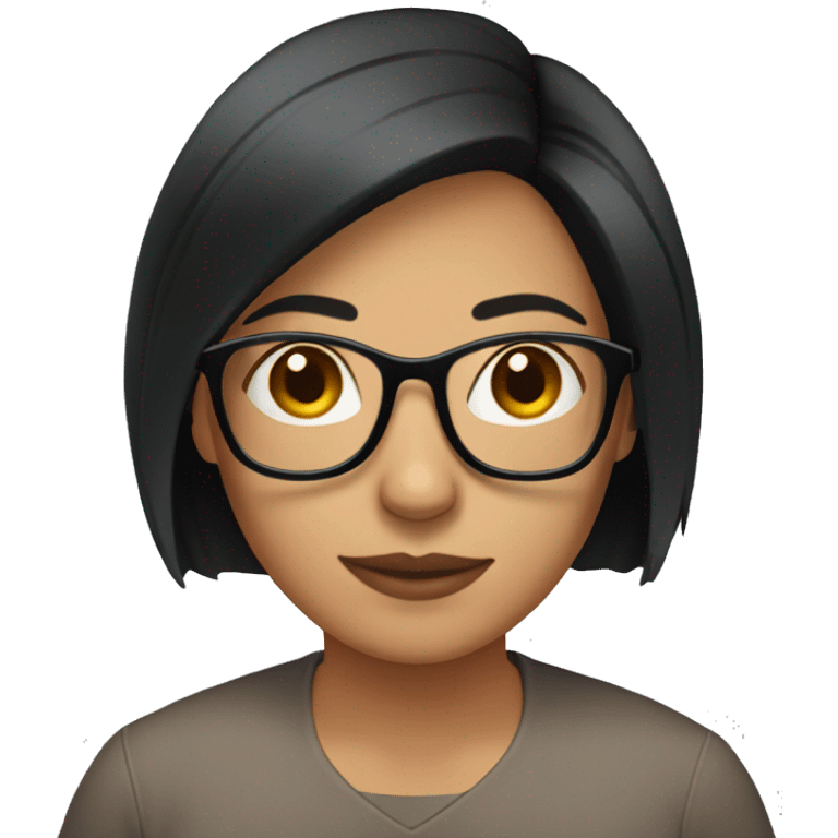 Hispanic woman with short straight black hair to her shoulders and glasses emoji