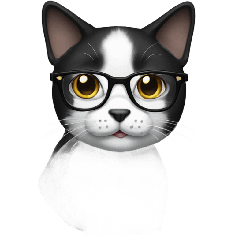 Black and white cat with glasses  emoji