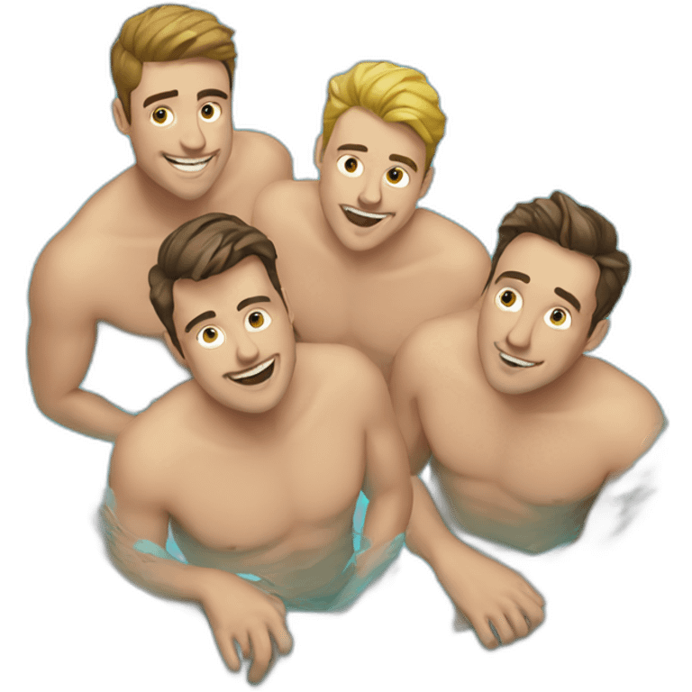 Four guys in a very small pool emoji