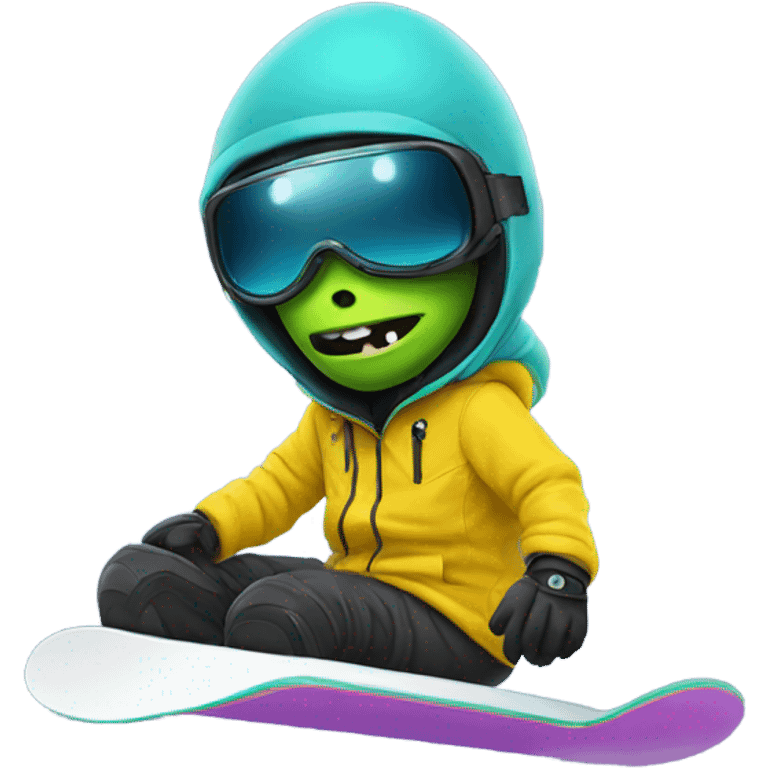 Alien snowboarding emoji