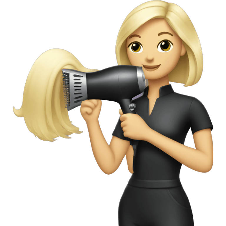 Hairdresser with blonde hair holding hairdryer emoji