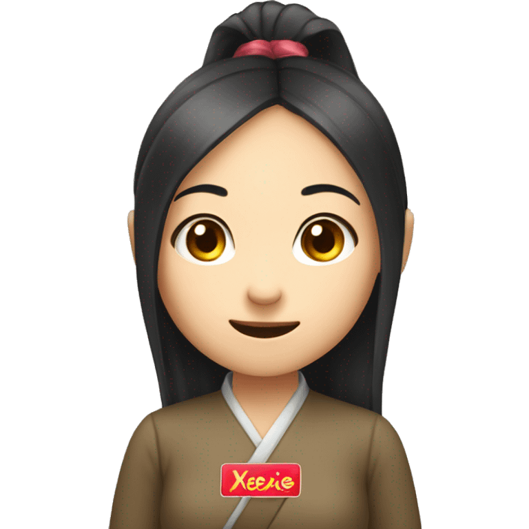 chinese girl saying with sign saying "xiexie" emoji