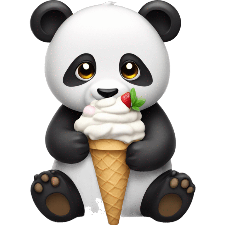 Panda eating ice cream emoji