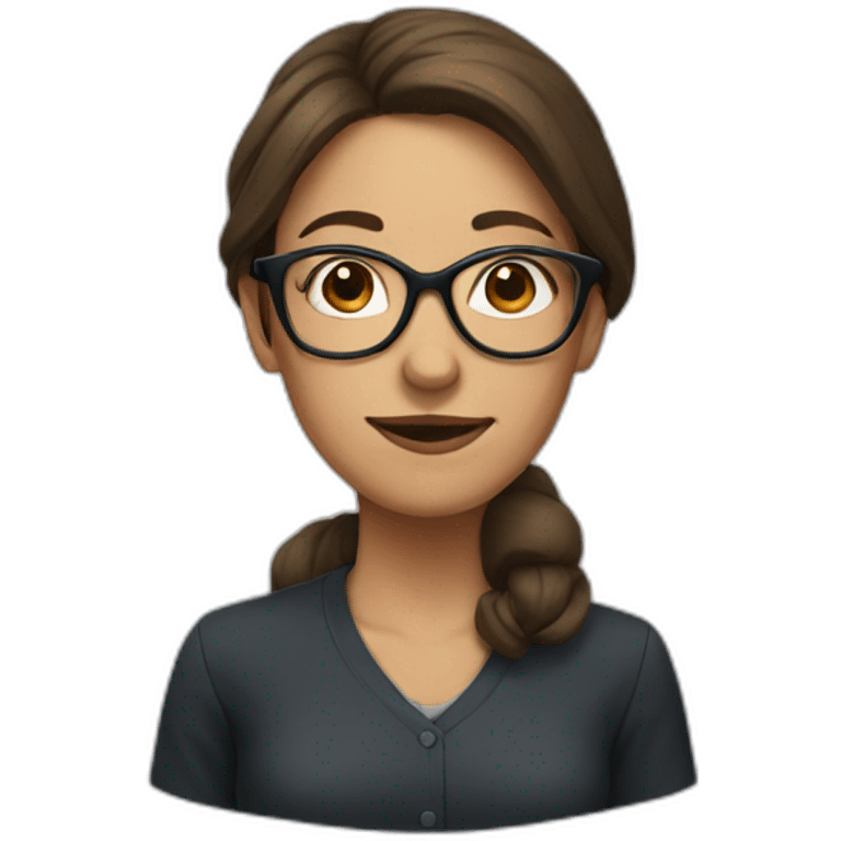 A woman with big nose and brown hair with glasses emoji