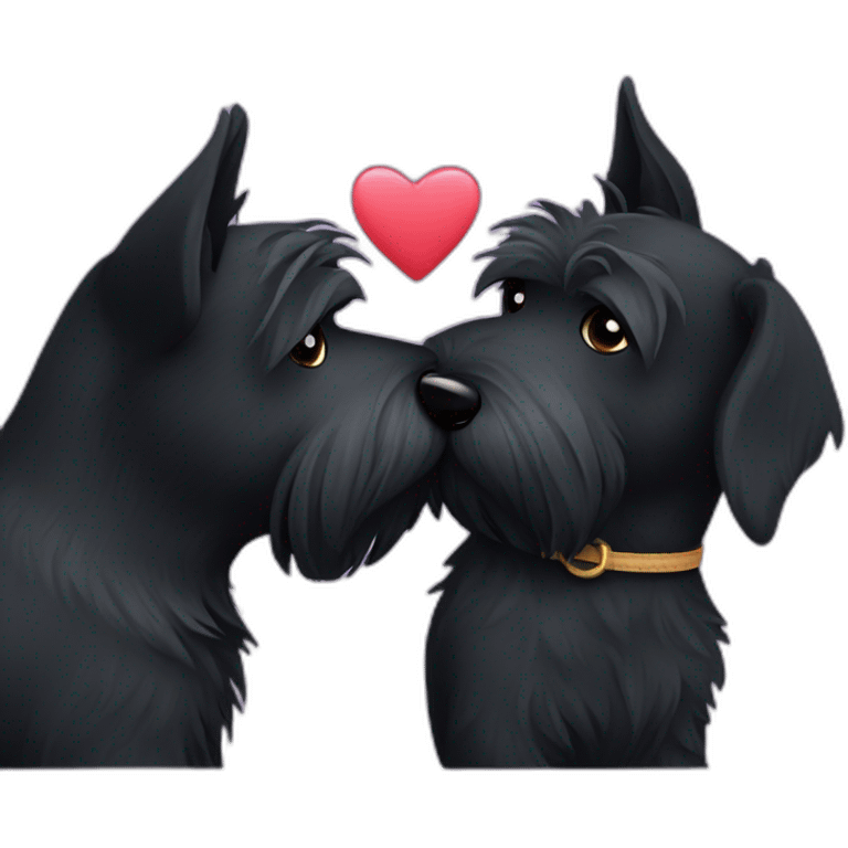 Two black Scottish terrier kissing emoji