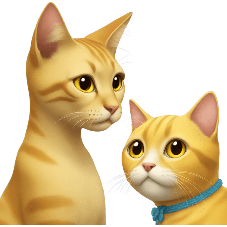 Yellow Cat with round face looking at pretty girl  emoji