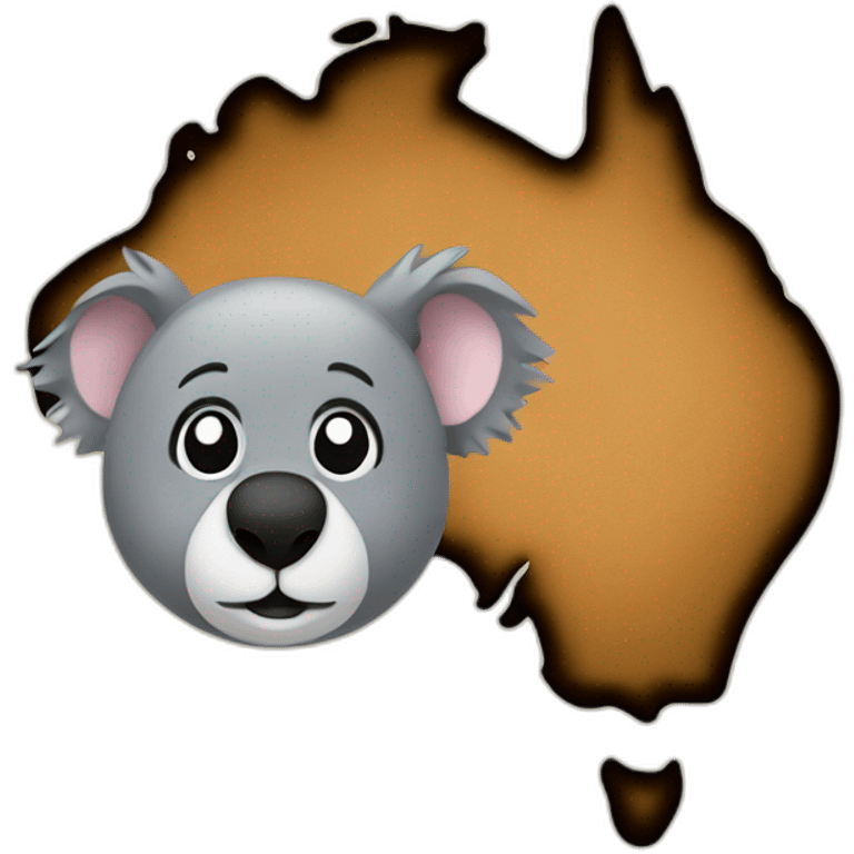 Australia on a map with no flag and a koala in it emoji