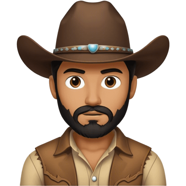 Cowboy with dark hair, dark eyes, dark beard emoji