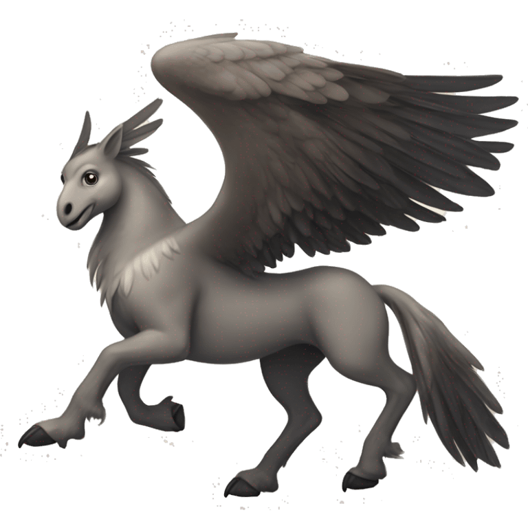 hippogriff: Majestic creatures with the front legs, wings, and head of a giant eagle and the body, hind legs, and tail of a horse. emoji