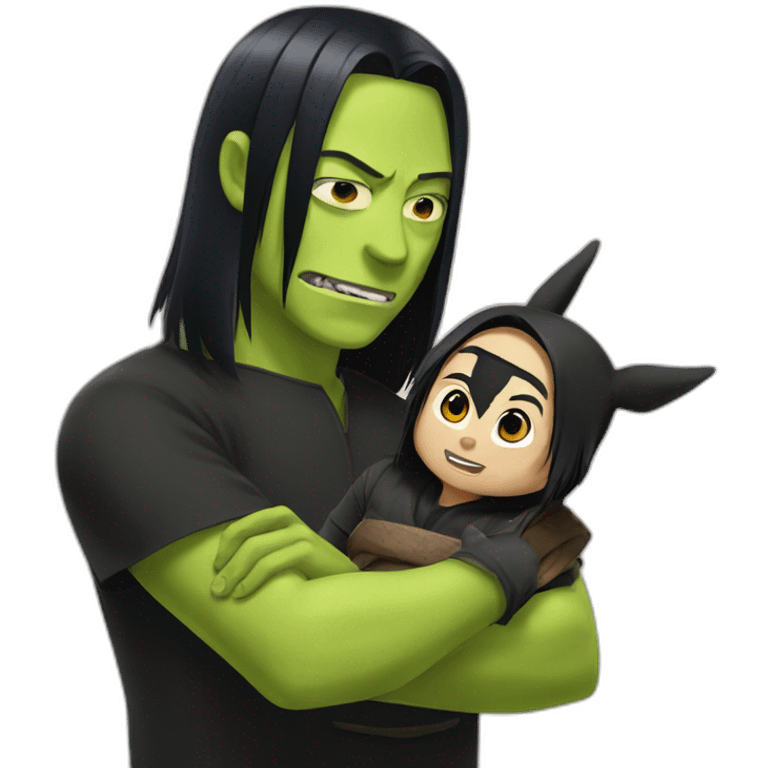 Itachi playing with shrek emoji