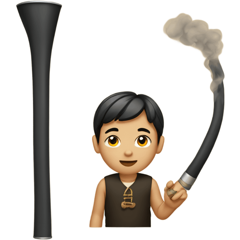 Asian boy with pipe emoji