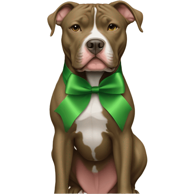 Green ribbon on tan Pitbull just head no body emoji