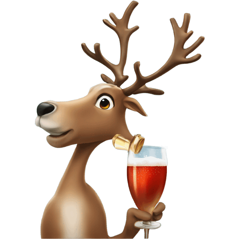 Reindeer drinking champagne emoji