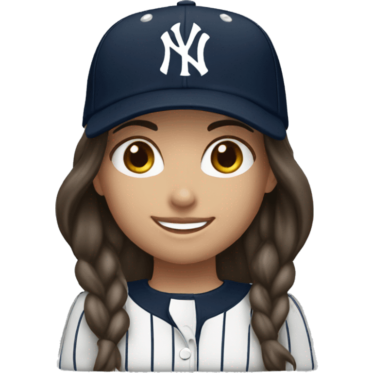 Smile brunette female Yankees cap emoji