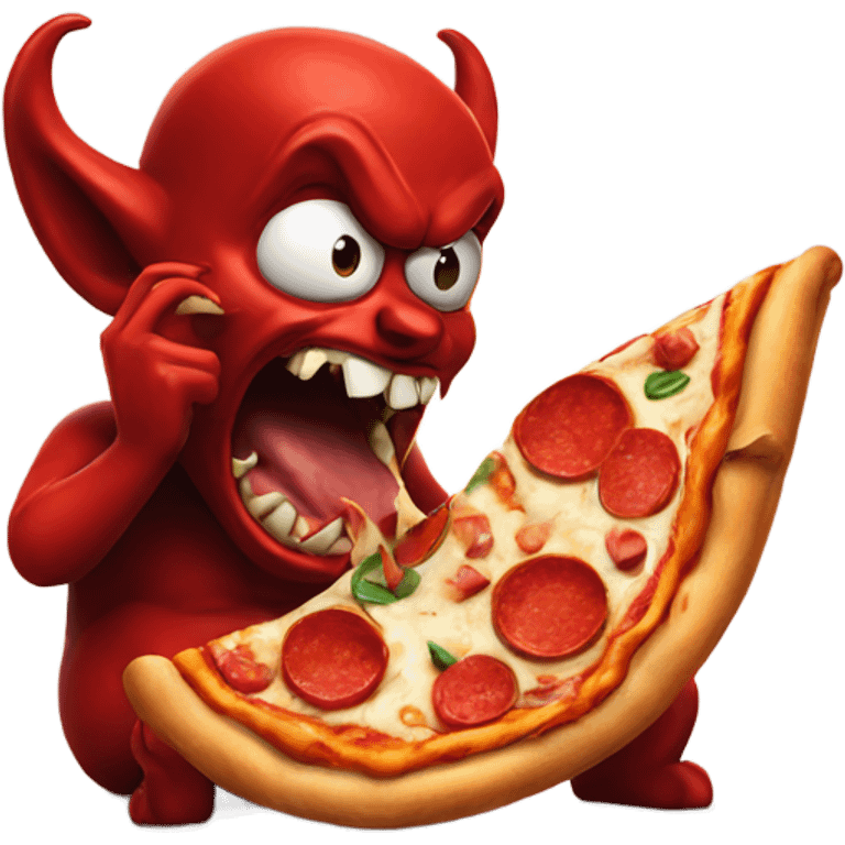 Devil eating pizza emoji