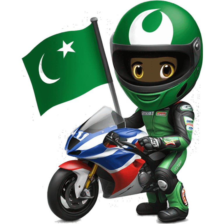 supersport motorcycle guy helmet holding pakistan flag racing motogp emoji