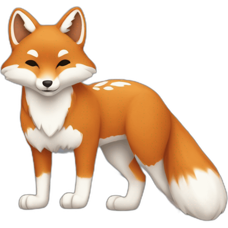 Renard sur une montagne enaigé entouré de Sakura emoji