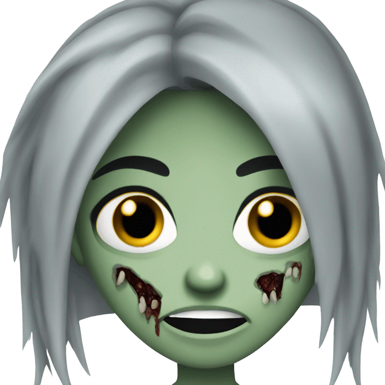 girl zombie with black long hair with teeth and serious face  emoji