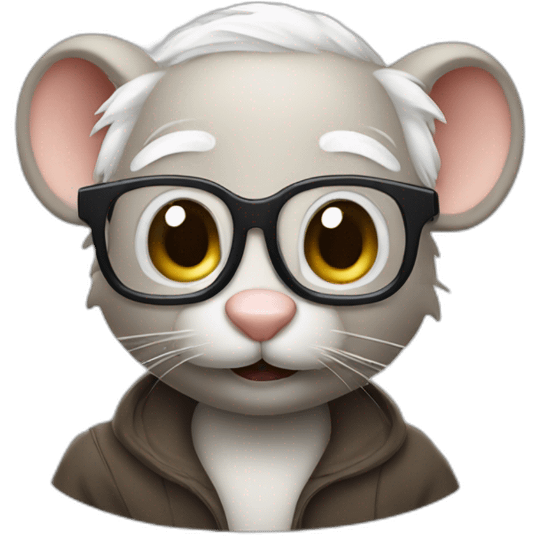 old jerry mouse with spectacles and white hair emoji