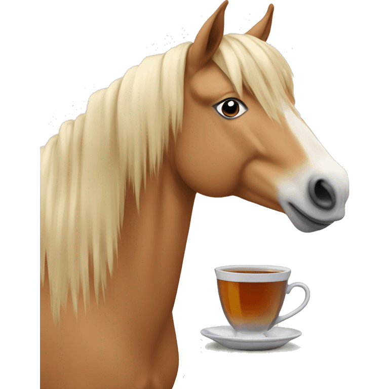 Haflinger horse with a cup of tea emoji