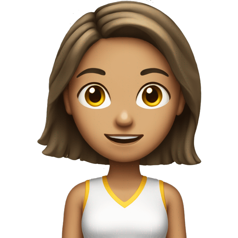 A brunette tan girl playing tennis emoji