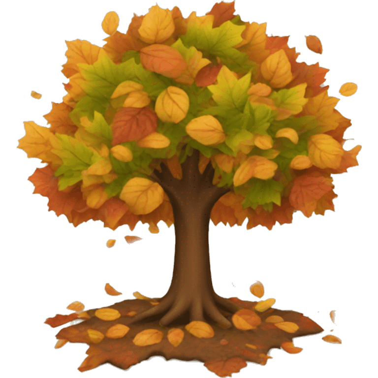 Autumn tree with leaves falling  emoji