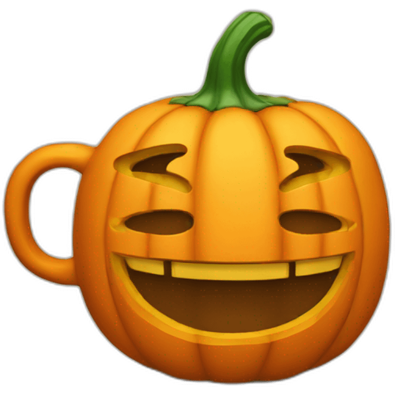 A pumpkin-shaped mug emoji