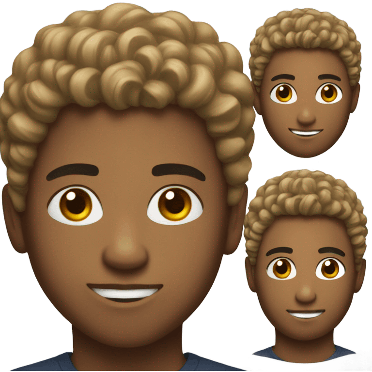 Young mixed man with short curly hair emoji