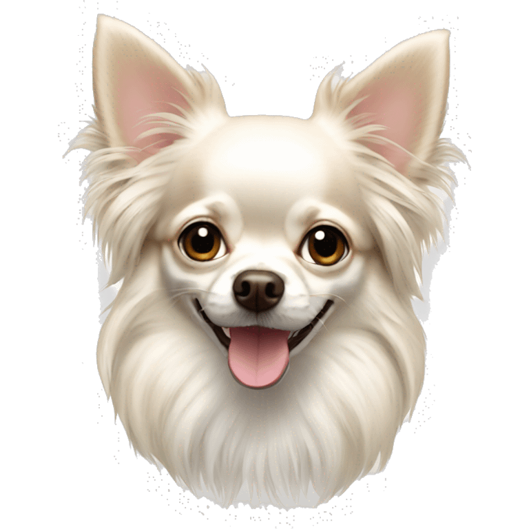 white happy long haired chihuahua emoji