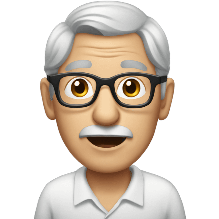 Old man with shorter grey hair with glasses playing crib emoji