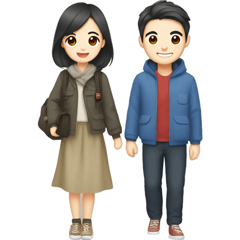 Cute Korean couple traveling Japan  emoji