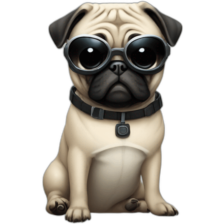 pug with black sunglasses and wearing a cyberpunk suit emoji