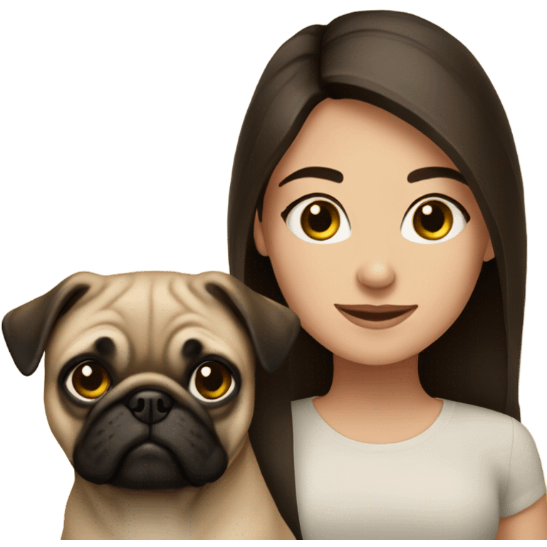 Brunette girl with a Pug  emoji