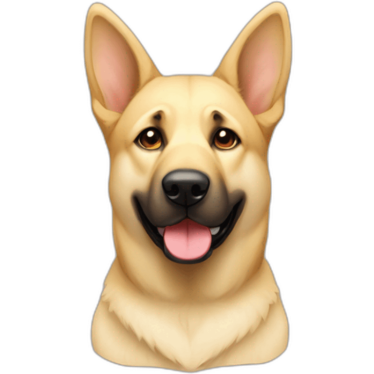 Light yellow lab German shepherd stand up ears mutt chubby emoji