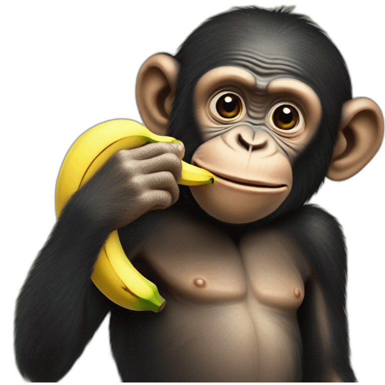 chimp sucking banana emoji