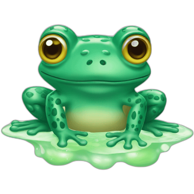 soapy, bubbly frog emoji