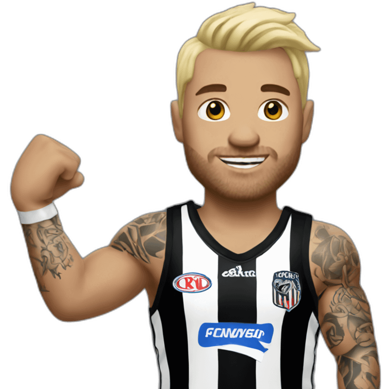 blonde COllingwood player with tattoos emoji