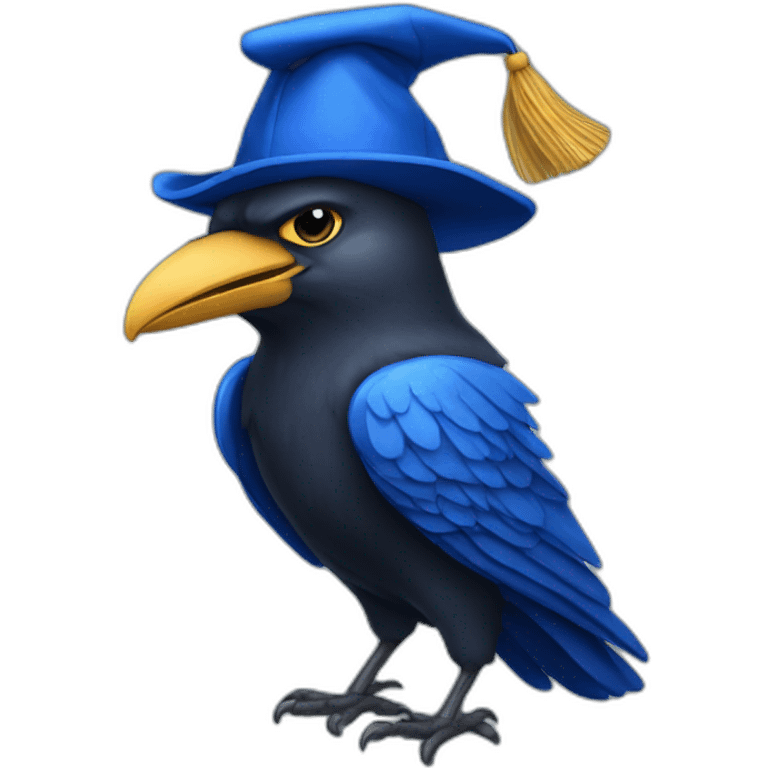 Blue Crow with alumni hat and mantle emoji